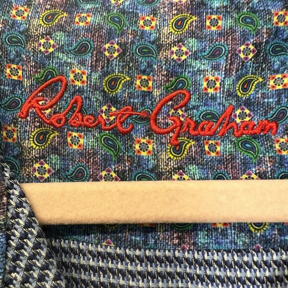 Robert Graham Shirt Men 3XL Blue Paisley Reverse Flip Cuff Button Up long Sleeve - Picture 9 of 13